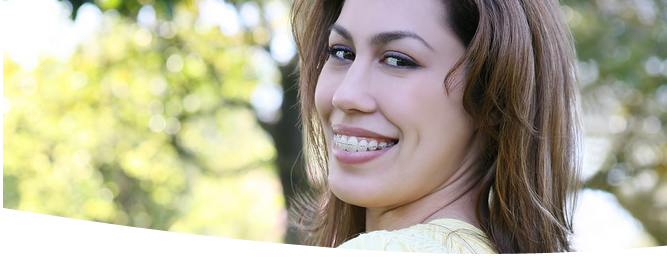 Woman with braces, smiling